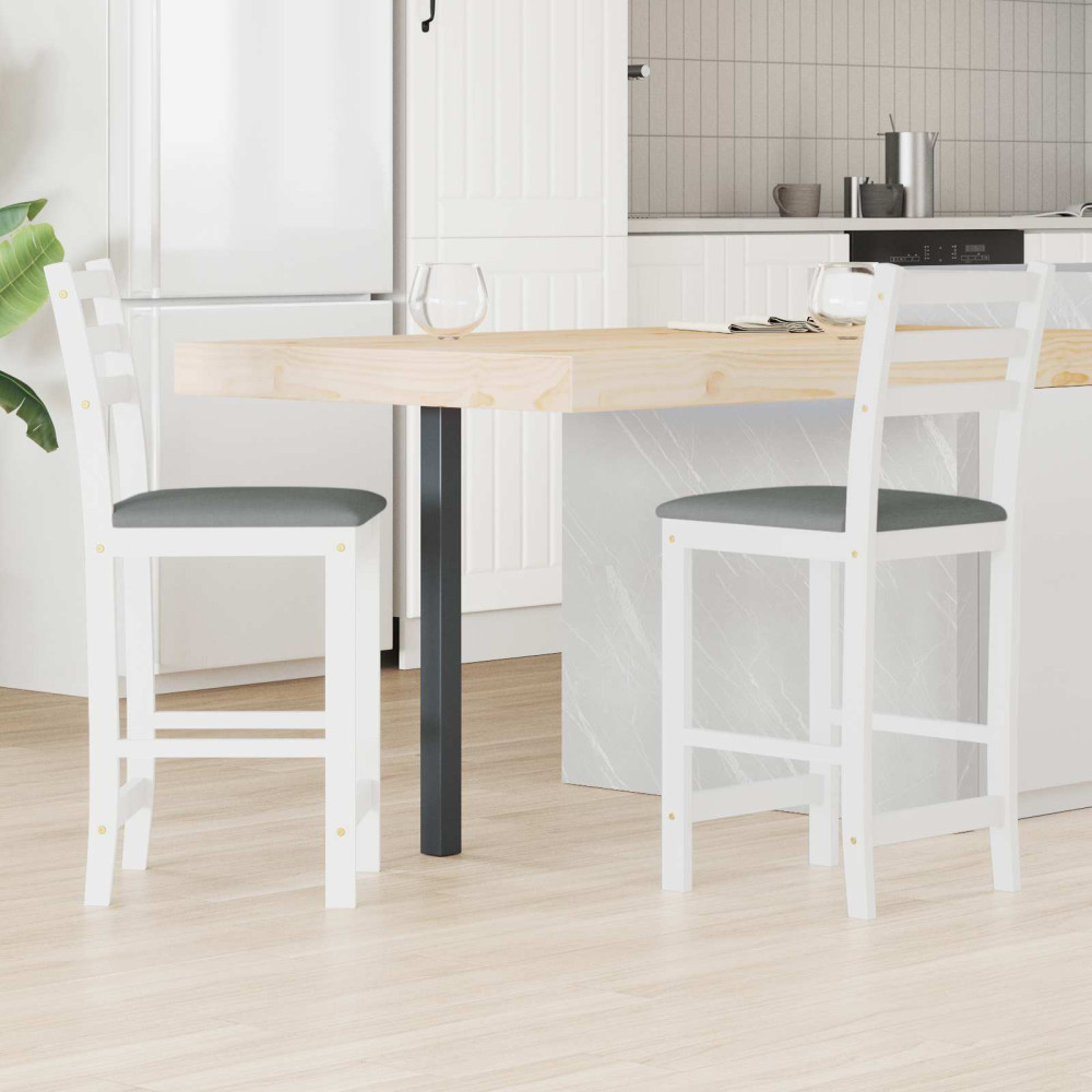 Produktbild för Matstolar 2 pcs Vit 40 x 47,5 x 99,5 cm Massiv Gummiträ