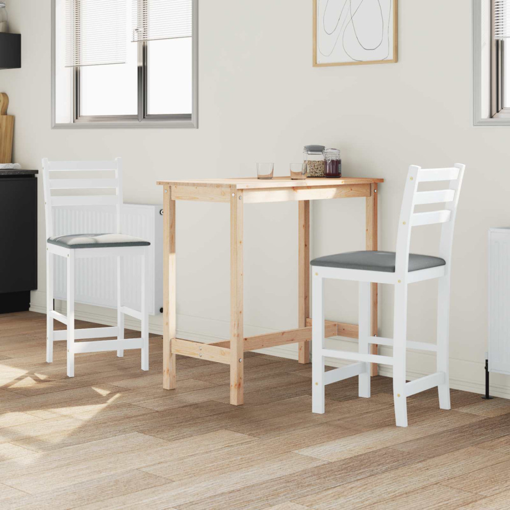 Produktbild för Matstolar 2 pcs Vit 40 x 47,5 x 99,5 cm Massiv Gummiträ