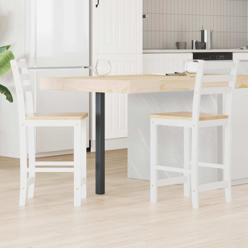 vidaXL Matstolar 2 pcs Massiv Gummiträ Vit 40 x 47,5 x 99,5 cm