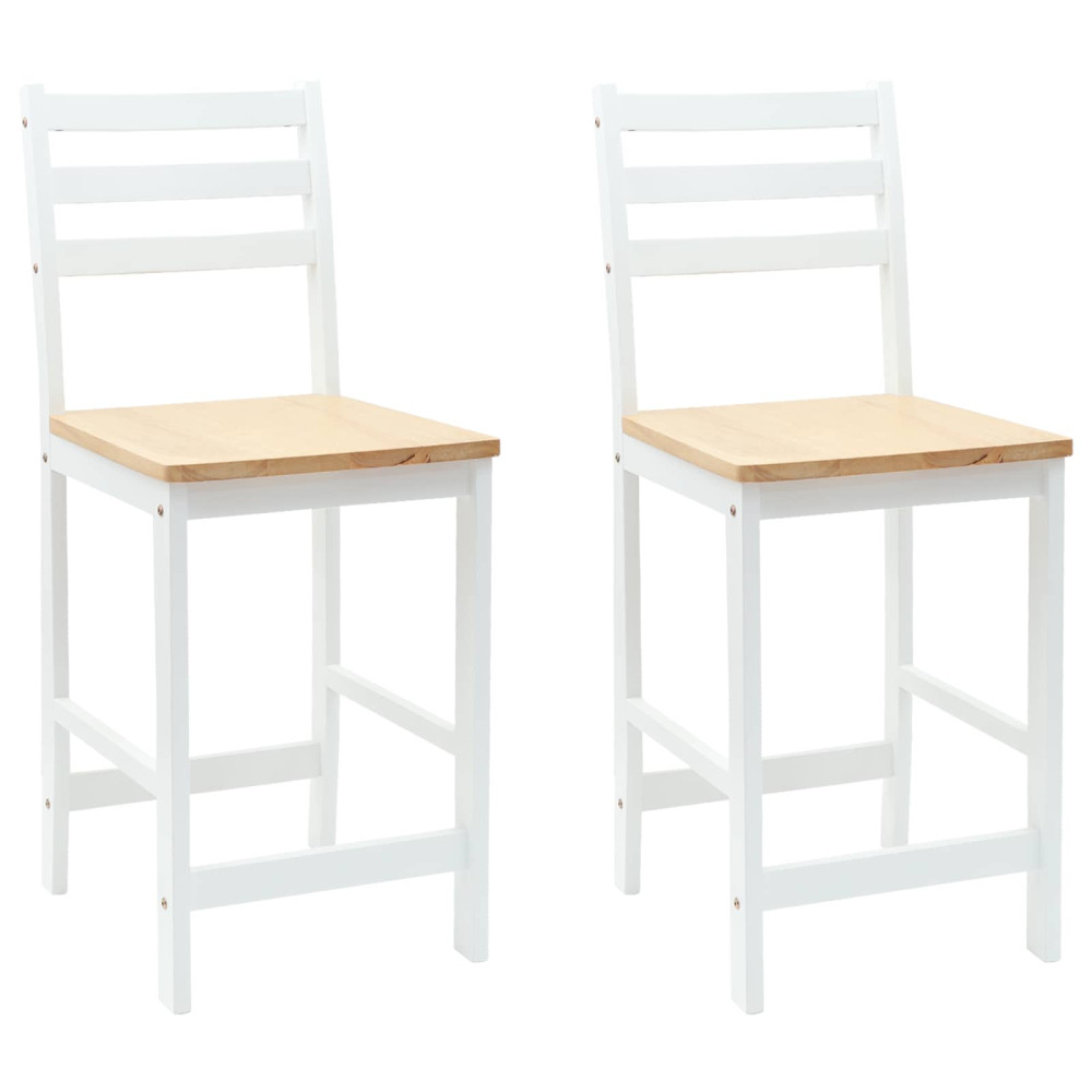 Produktbild för Matstolar 2 pcs Massiv Gummiträ Vit 40 x 47,5 x 99,5 cm