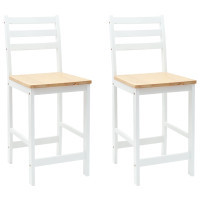 Produktbild för Matstolar 2 pcs Massiv Gummiträ Vit 40 x 47,5 x 99,5 cm
