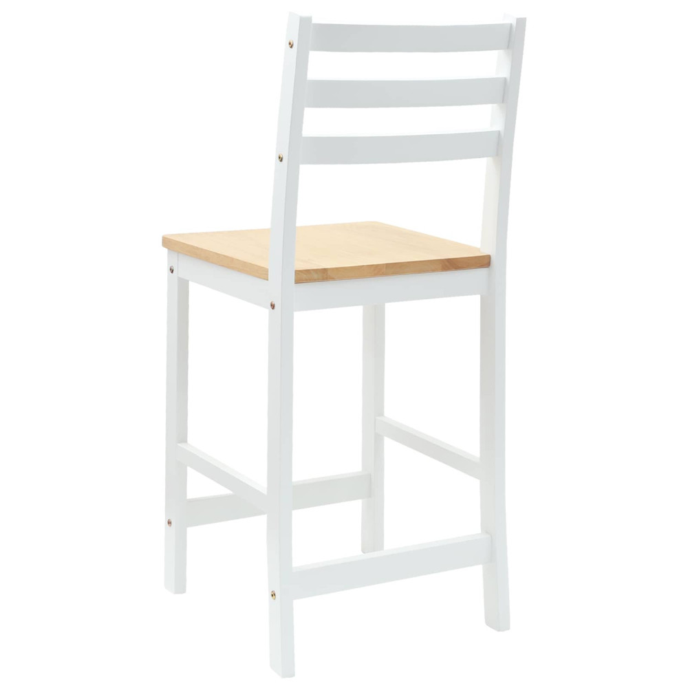 Produktbild för Matstolar 2 pcs Massiv Gummiträ Vit 40 x 47,5 x 99,5 cm