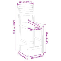 Produktbild för Matstolar 2 pcs Vit 40 x 47,5 x 99,5 cm Massiv Gummiträ
