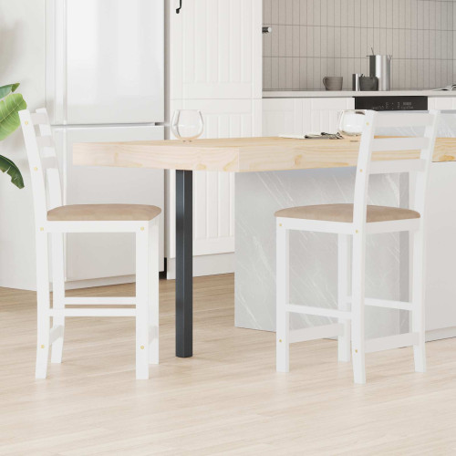 vidaXL Matstolar 2 pcs Vit 40 x 47,5 x 99,5 cm Massiv Gummiträ