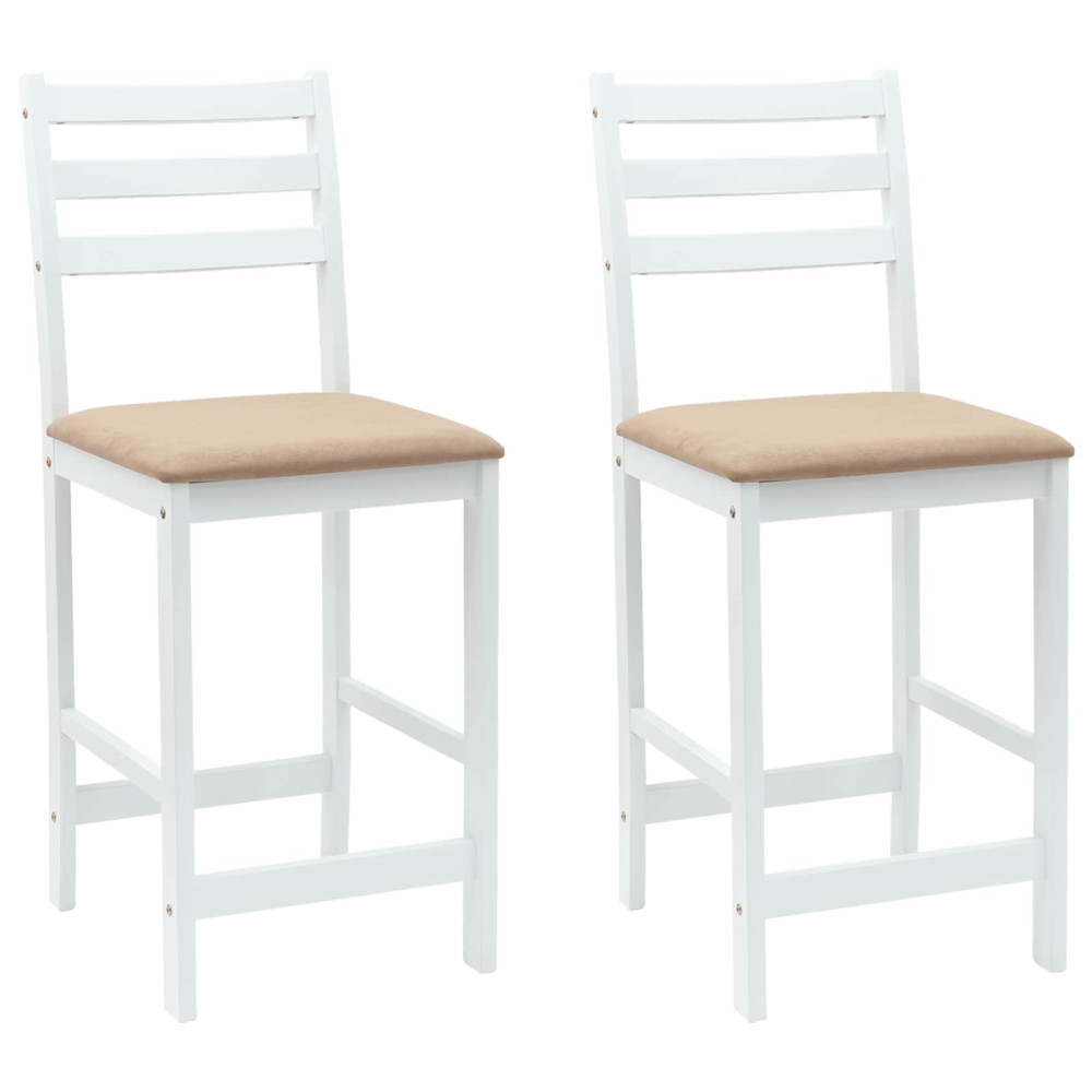 Produktbild för Matstolar 2 pcs Vit 40 x 47,5 x 99,5 cm Massiv Gummiträ