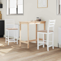 Produktbild för Matstolar 2 pcs Vit 40 x 47,5 x 99,5 cm Massiv Gummiträ