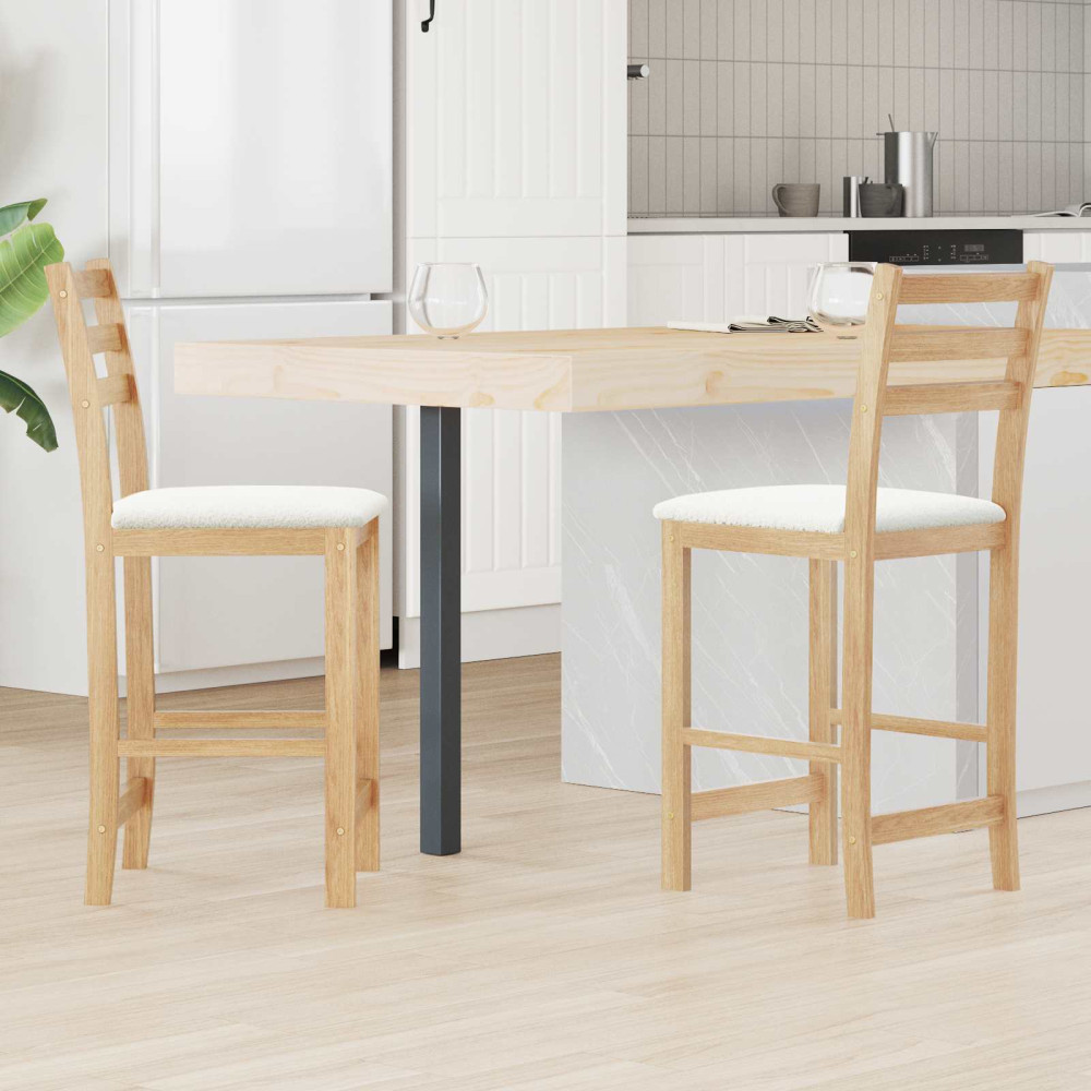 Produktbild för Matstolar 2 pcs Naturfärg 40 x 47,5 x 99,5 cm Massiv Gummiträ