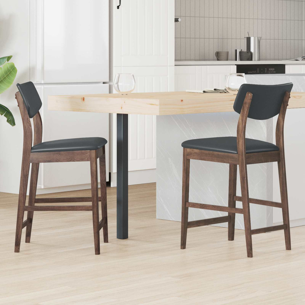 Produktbild för Matstolar 2 pcs Ljusbrun 48 x 49 x 95 cm Massiv Gummiträ