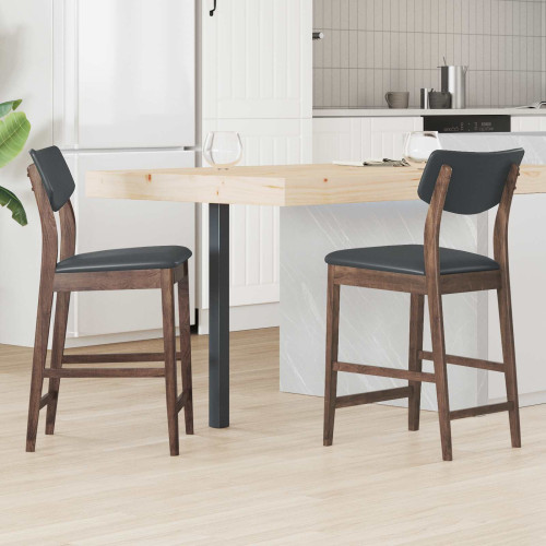 vidaXL Matstolar 2 pcs Ljusbrun 48 x 49 x 95 cm Massiv Gummiträ