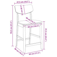 Produktbild för Matstolar 2 pcs Ljusbrun 48 x 49 x 95 cm Massiv Gummiträ