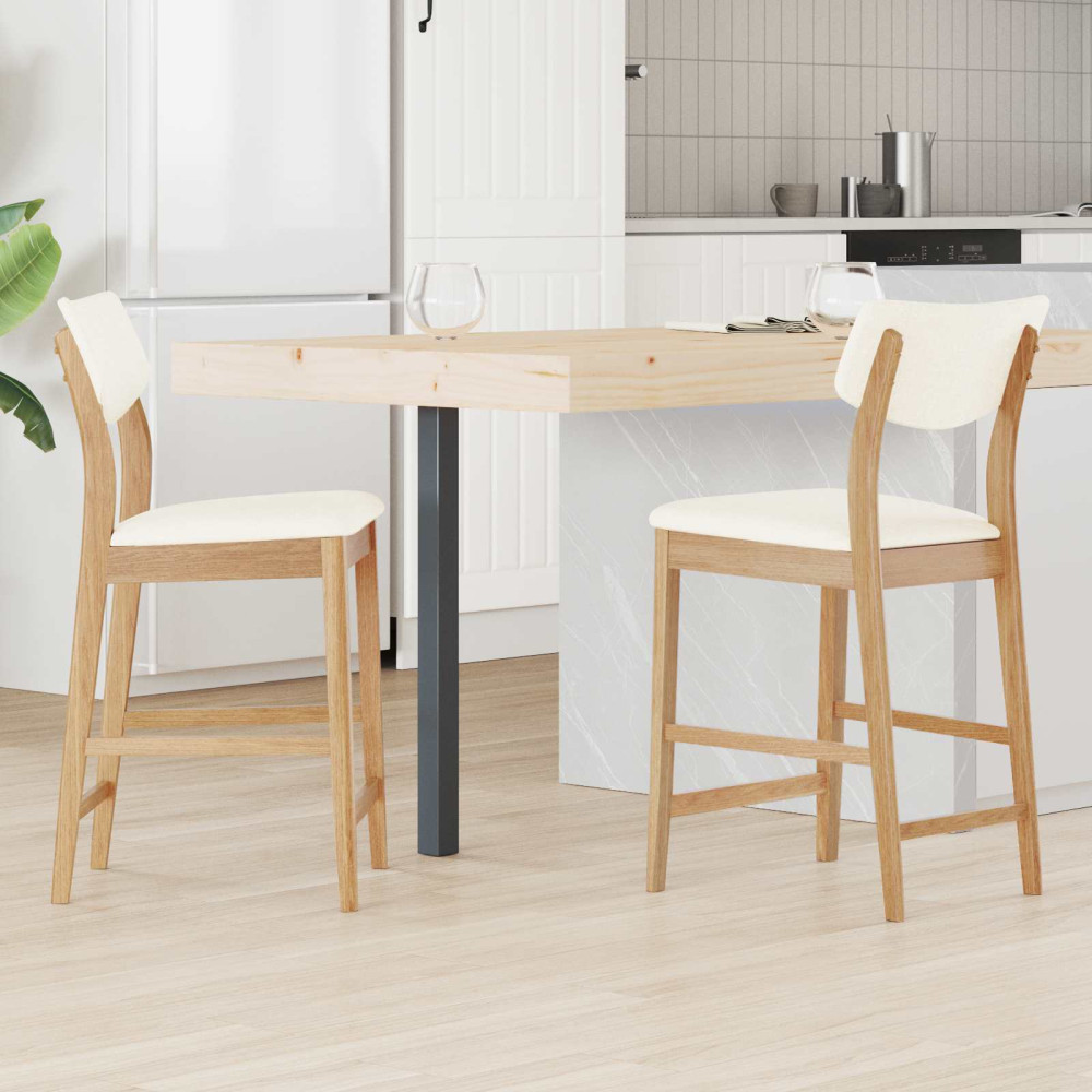 Produktbild för Matstolar 2 pcs Naturfärg 48 x 49 x 95 cm Massiv Gummiträ