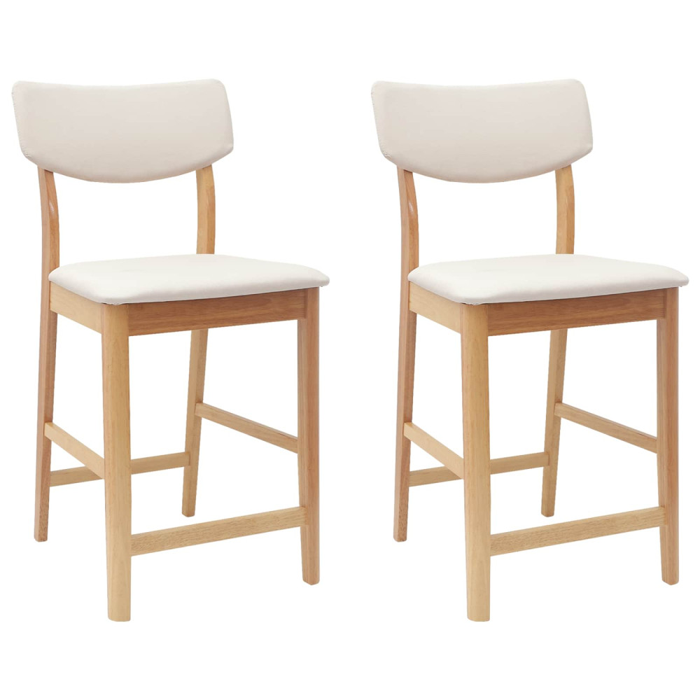 Produktbild för Matstolar 2 pcs Naturfärg 48 x 49 x 95 cm Massiv Gummiträ