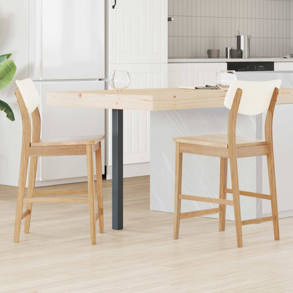 Produktbild för Matstolar 2 pcs Naturfärg 48 x 49 x 95 cm Massiv Gummiträ