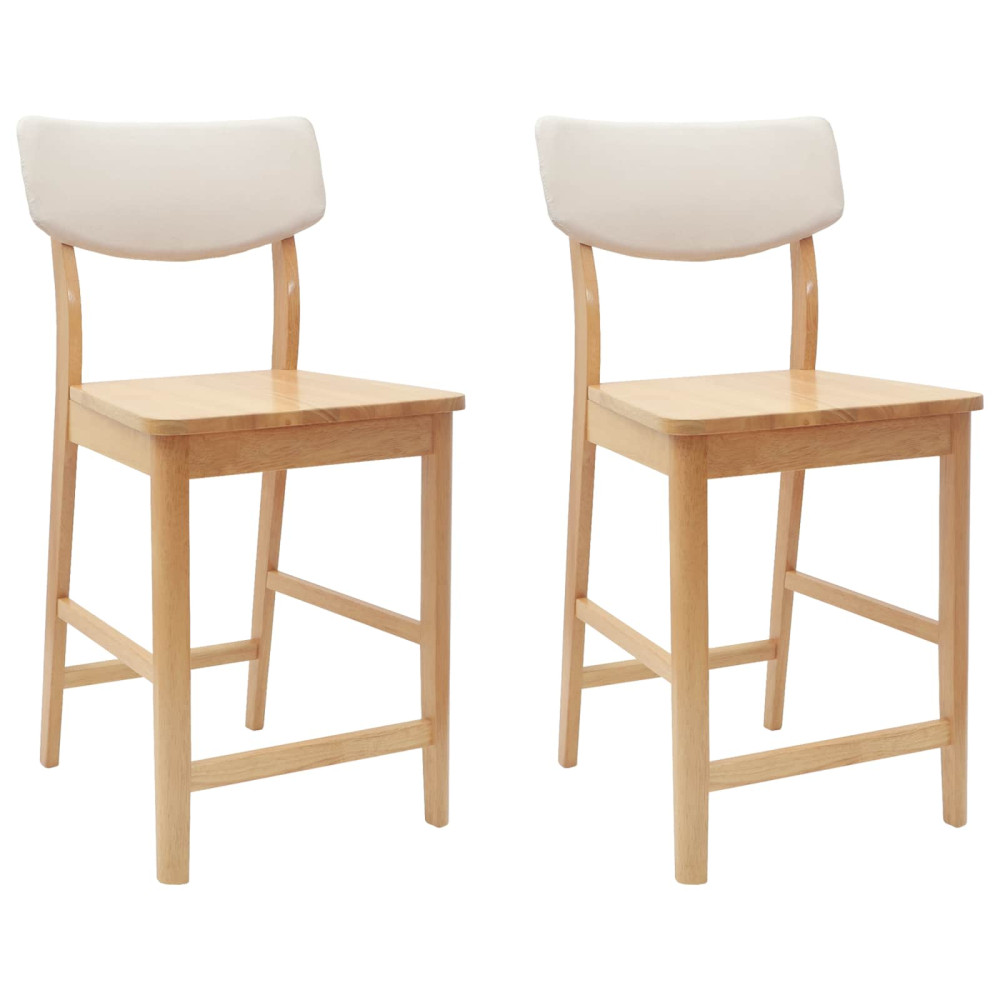 Produktbild för Matstolar 2 pcs Naturfärg 48 x 49 x 95 cm Massiv Gummiträ
