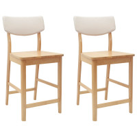 Produktbild för Matstolar 2 pcs Naturfärg 48 x 49 x 95 cm Massiv Gummiträ