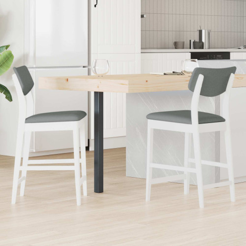 vidaXL Matstolar 2 pcs Vit 48 x 49 x 95 cm Massiv Gummiträ