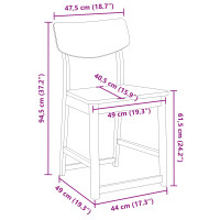Produktbild för Matstolar 2 pcs Vit 48 x 49 x 95 cm Massiv Gummiträ