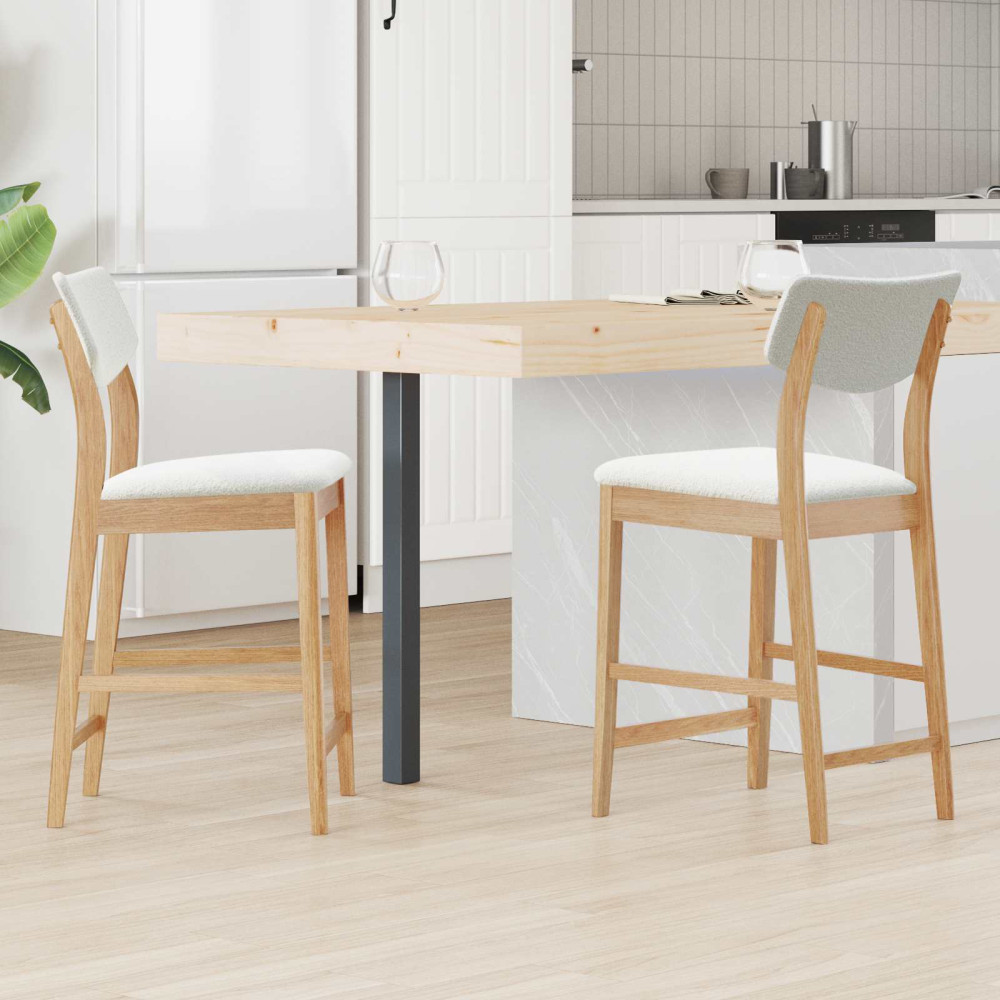 Produktbild för Matstolar 2 pcs Naturfärg 48 x 49 x 95 cm Massiv Gummiträ