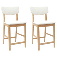 Produktbild för Matstolar 2 pcs Naturfärg 48 x 49 x 95 cm Massiv Gummiträ