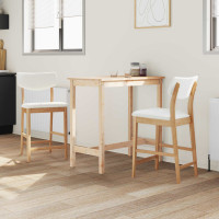 Produktbild för Matstolar 2 pcs Naturfärg 48 x 49 x 95 cm Massiv Gummiträ