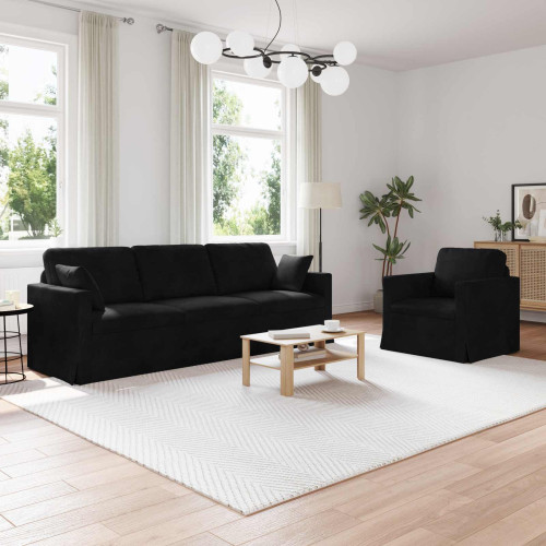 vidaXL Soffset 2 pcs Svart Sammet