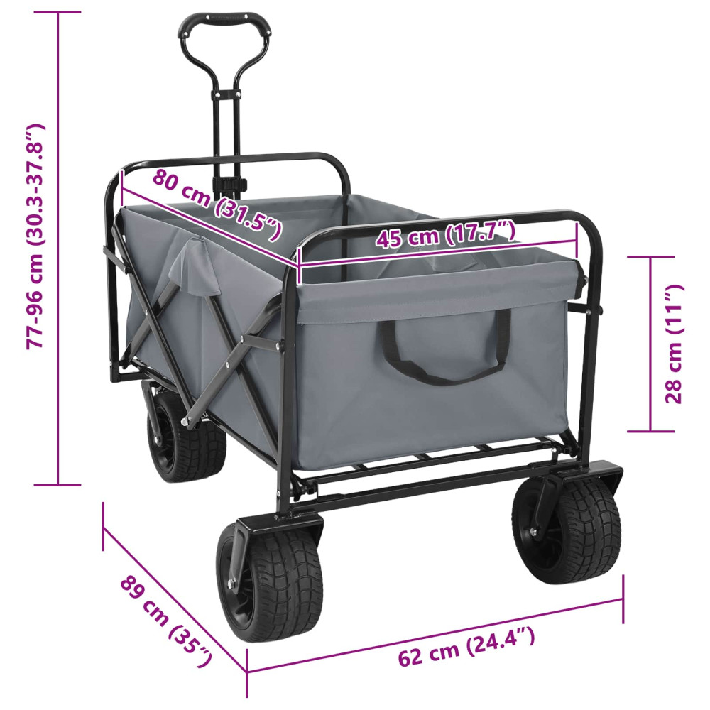 Produktbild för Fällvagn Grå 89 x 63 x 96 cm Stål och Polyester Oxford