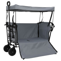 Produktbild för Fällbar handvagn Grå 105 x 56,5 x 116 cm Oxford tyg