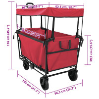Produktbild för Fällbar handvagn Röd 105 x 56,5 x 116 cm Oxford tyg