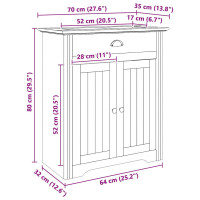 Produktbild för Badrumsskåp BODO Honung brun 70 x 35 x 80 cm Konstruerat trä