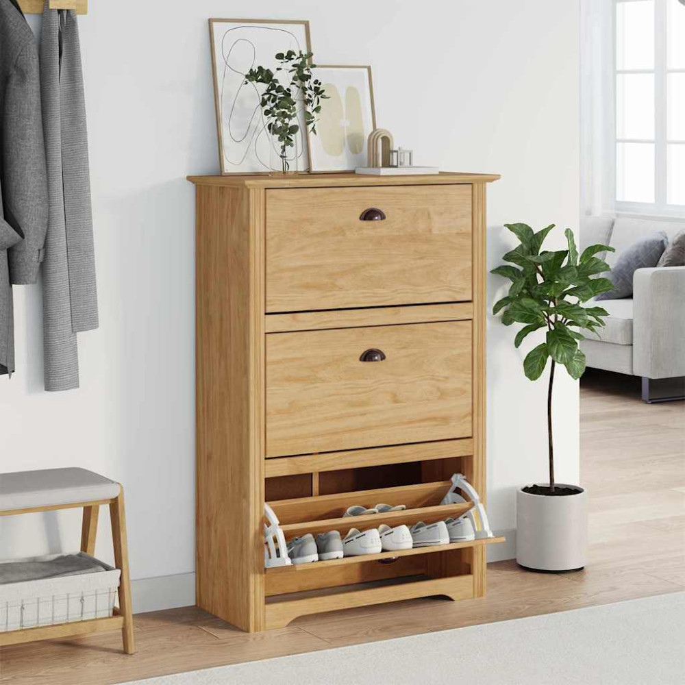 Produktbild för Skoställ BODO Honung brun 80 x 35 x 118 cm Konstruerat trä