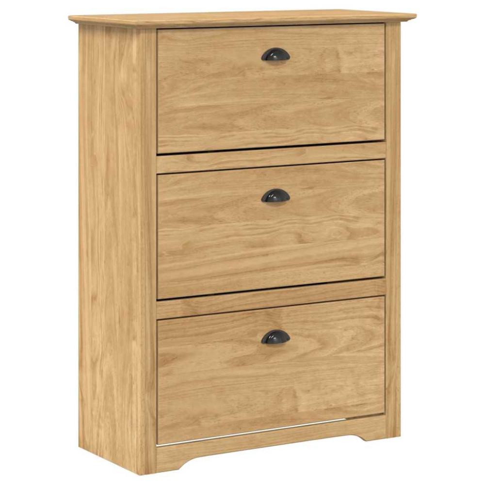 Produktbild för Skoställ BODO Honung brun 80 x 35 x 118 cm Konstruerat trä