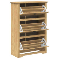 Produktbild för Skoställ BODO Honung brun 80 x 35 x 118 cm Konstruerat trä