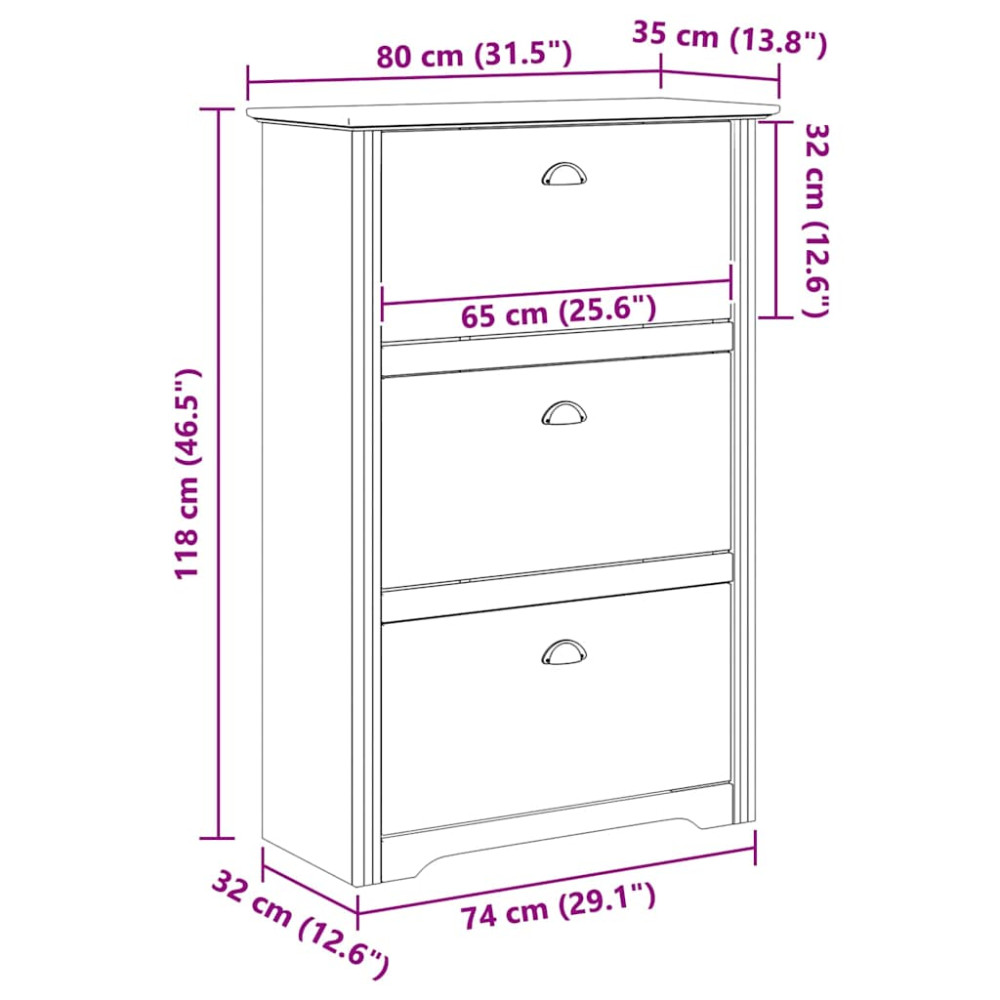 Produktbild för Skoställ BODO Honung brun 80 x 35 x 118 cm Konstruerat trä