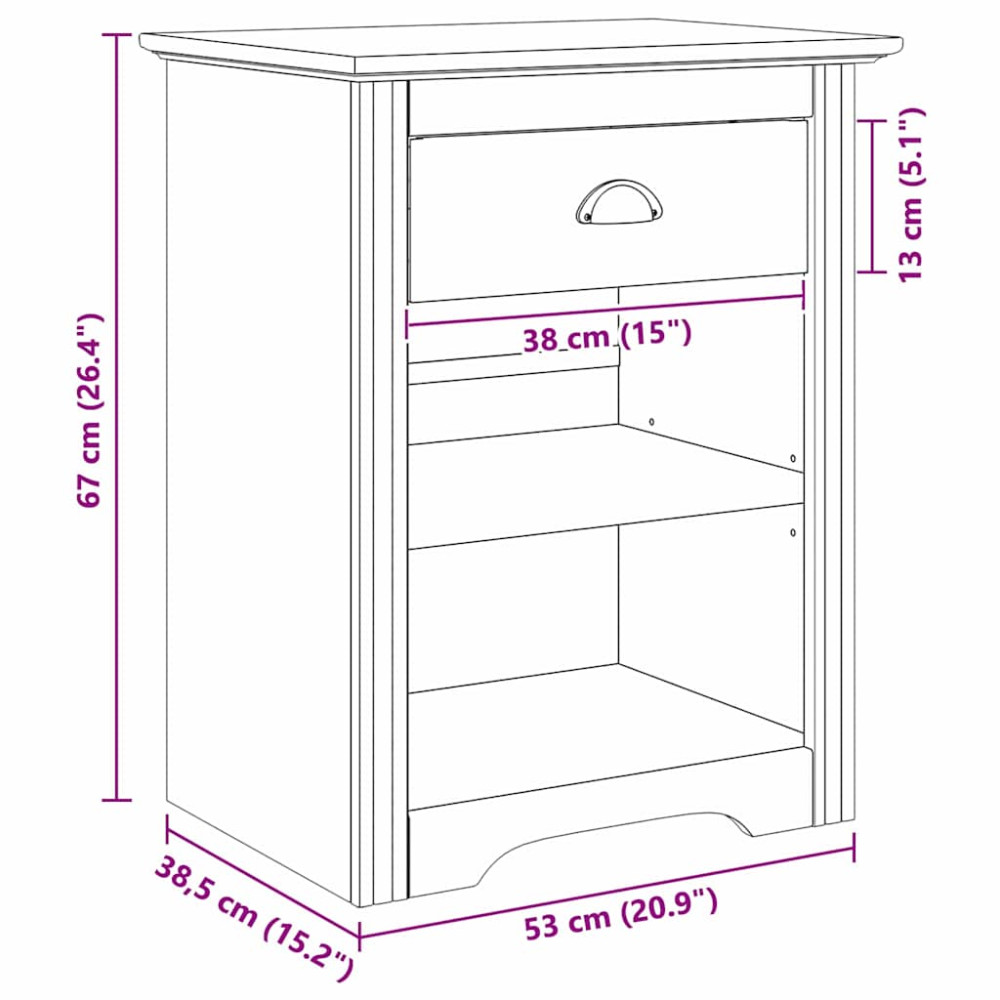 Produktbild för Nattduksbord BODO Honung brun 53 x 38,5 x 67 cm Konstruerat trä