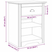 Produktbild för Nattduksbord BODO Honung brun 53 x 38,5 x 67 cm Konstruerat trä