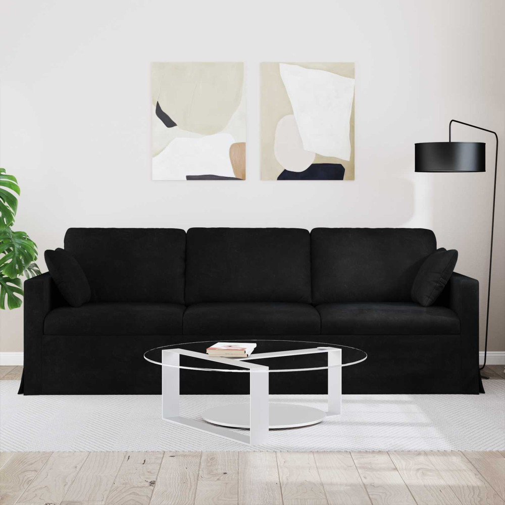 Produktbild för Soffa Svart 228 x 78 x 80 cm Sammet