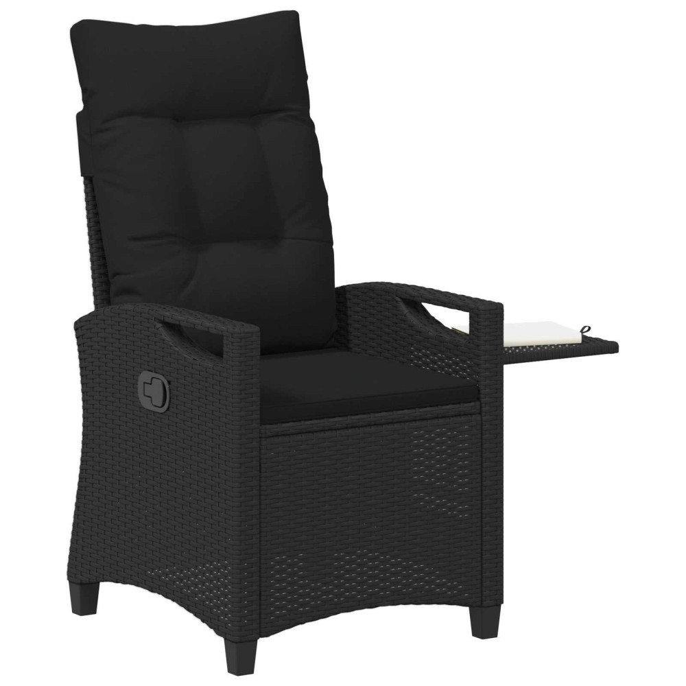 Produktbild för Fällbar trädgårdstol Svart 56 x 60 x 112 cm konstrotting
