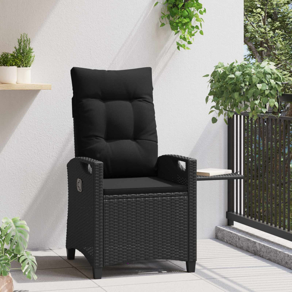 Produktbild för Fällbar trädgårdstol Svart 56 x 60 x 112 cm konstrotting