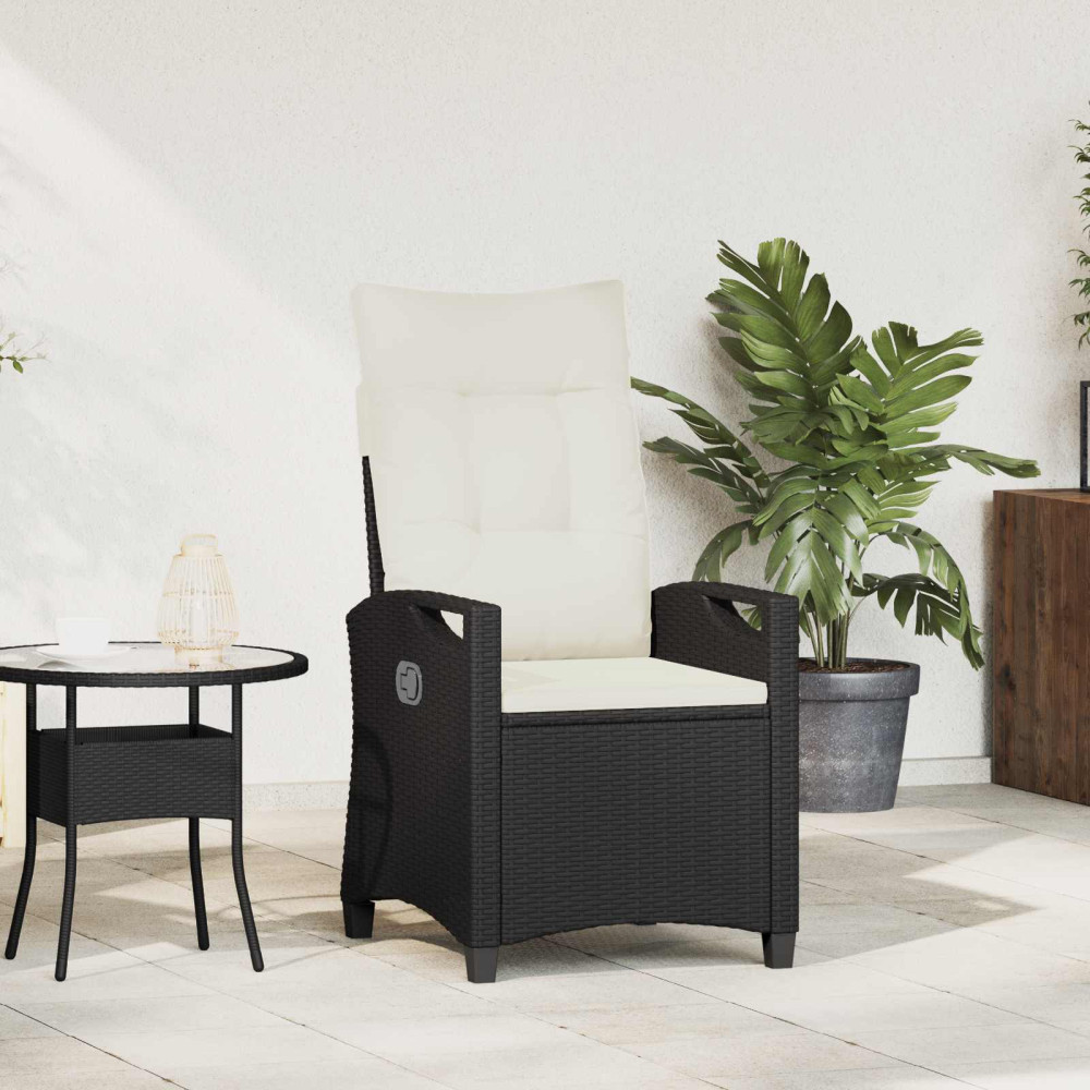 Produktbild för Fällbar trädgårdstol Svart och kräm 56 x 60 x 112 cm