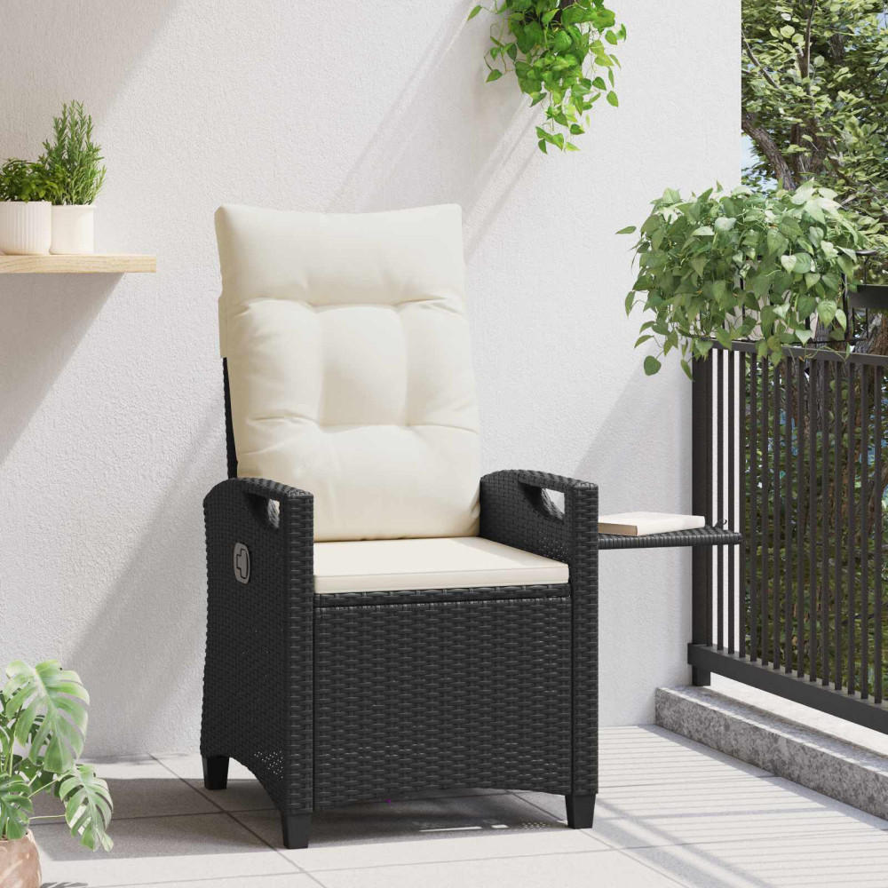 Produktbild för Fällbar trädgårdstol Svart och kräm 56 x 60 x 112 cm