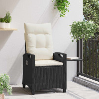 Produktbild för Fällbar trädgårdstol Svart och kräm 56 x 60 x 112 cm