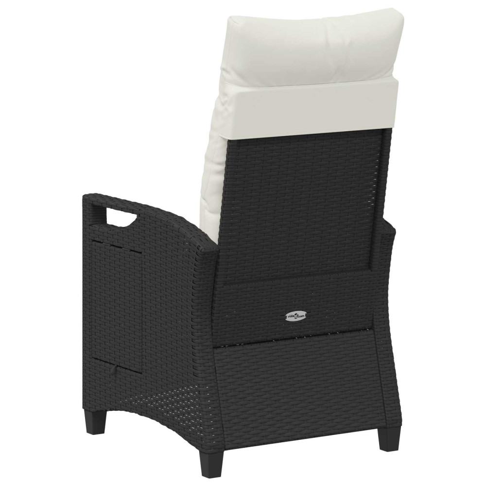 Produktbild för Fällbar trädgårdstol Svart och kräm 56 x 60 x 112 cm