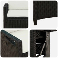 Produktbild för Fällbar trädgårdstol Svart och kräm 56 x 60 x 112 cm