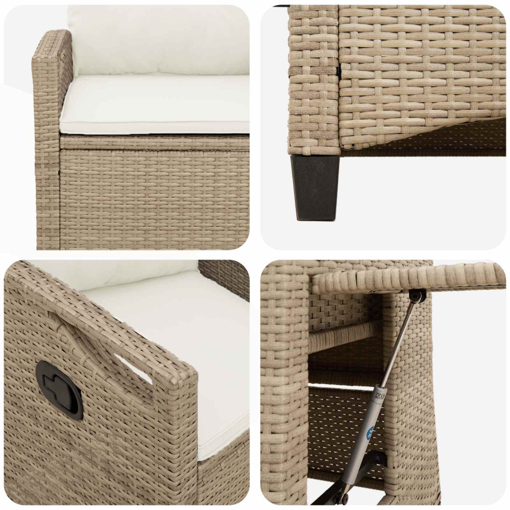 Produktbild för Fällbar trädgårdstol Beige och gräddfärgad 56 x 60 x 112 cm