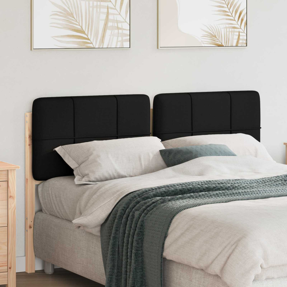 Produktbild för Klädd sänggavel Brun och svart 150 cm Massiv furu
