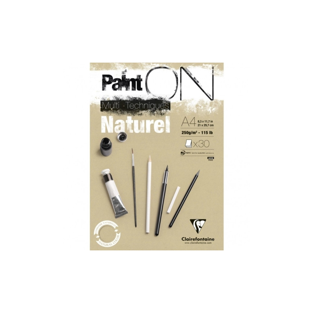 Produktbild för Paint-On Blok A4 250gram 30 ark brunt/naturel papir, multi t...