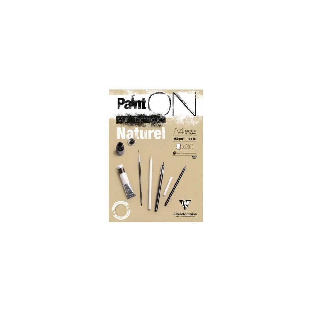 Produktbild för Paint-On Blok A4 250gram 30 ark brunt/naturel papir, multi t...