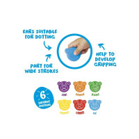 Produktbild för Carioca Teddy BABY, 6 styck, Blå, Grön, Orange, Röd, Violett...