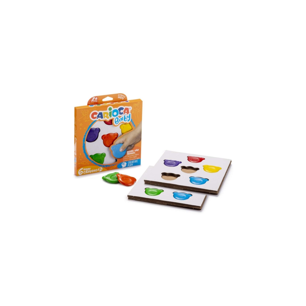 Produktbild för Carioca Teddy BABY, 6 styck, Blå, Grön, Orange, Röd, Violett...