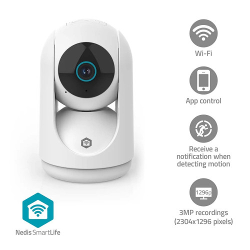 NEDIS Nedis SmartLife inomhus IP-kamera 3MP Full HD 1296p Pan tilt